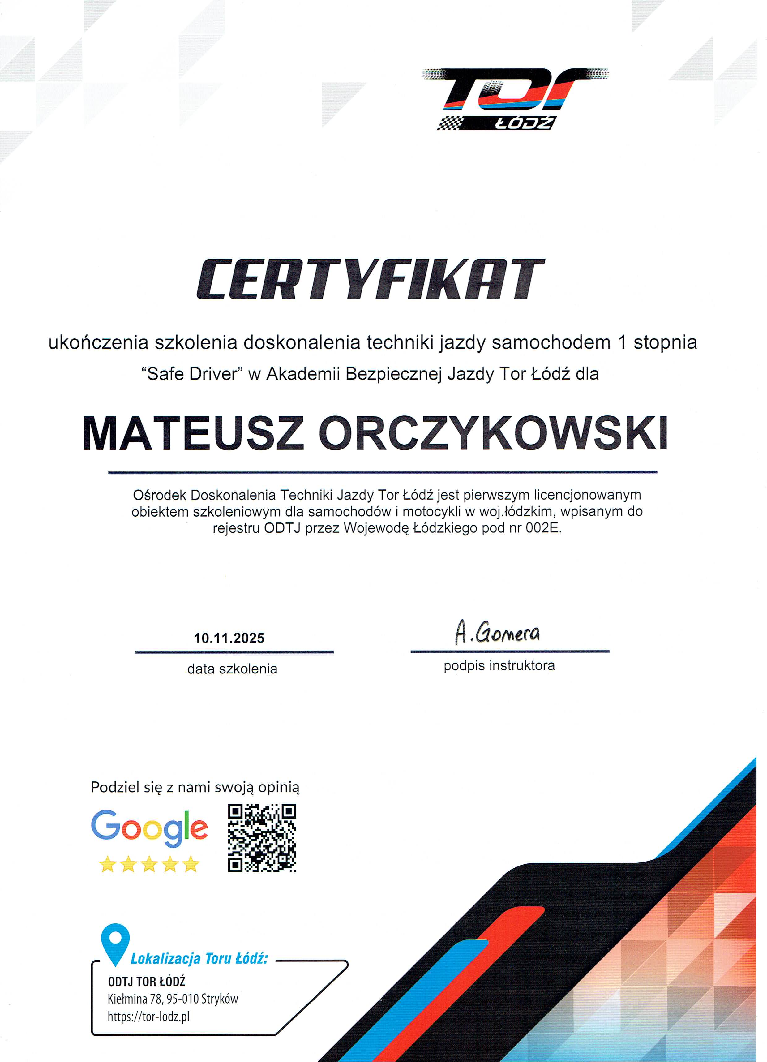 Certyfikat Diamond Transfer